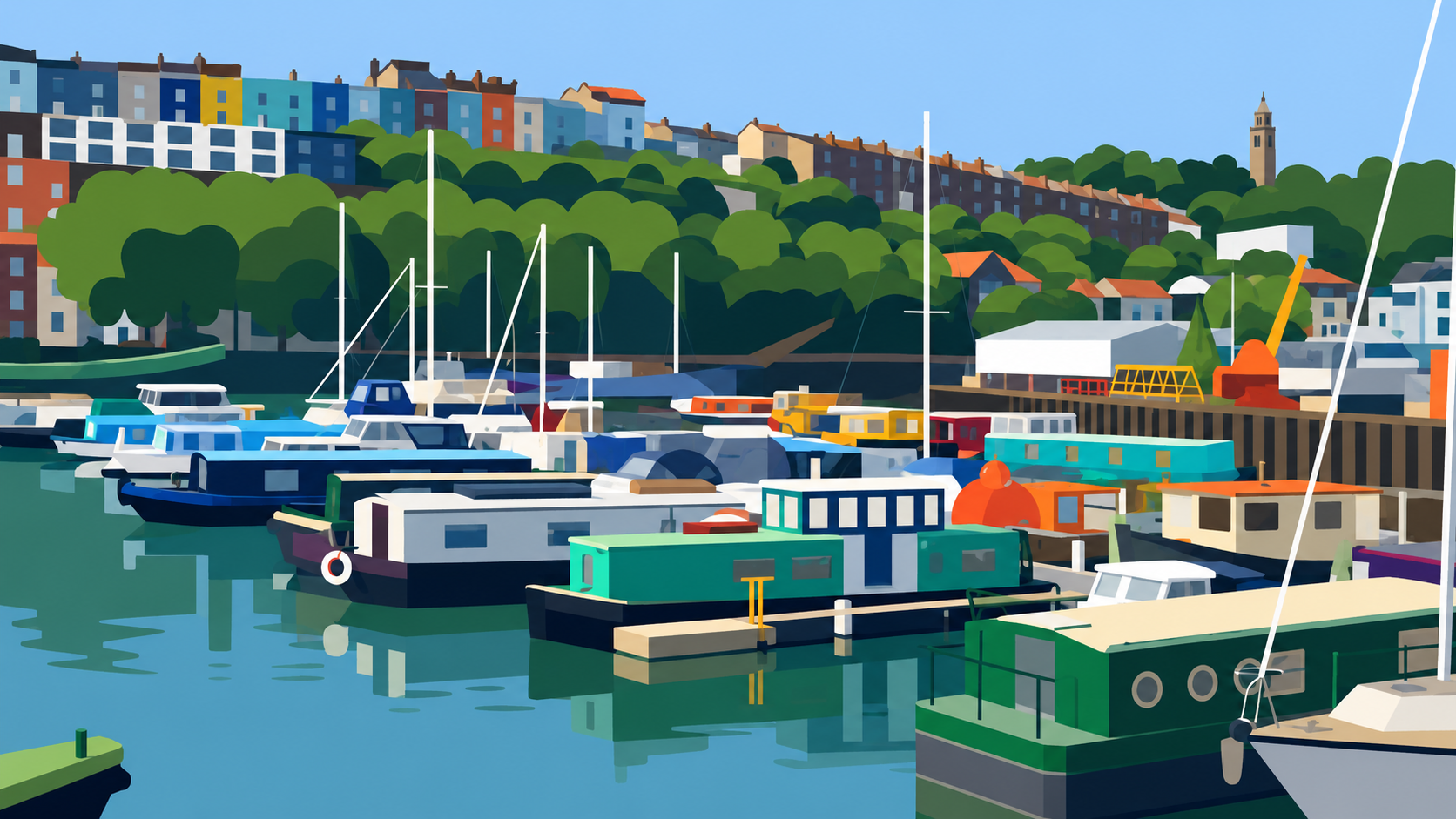 Colourful Marina With Docked Boats