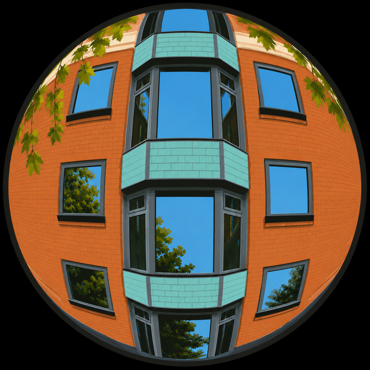 Fisheye View Of A Brick Building