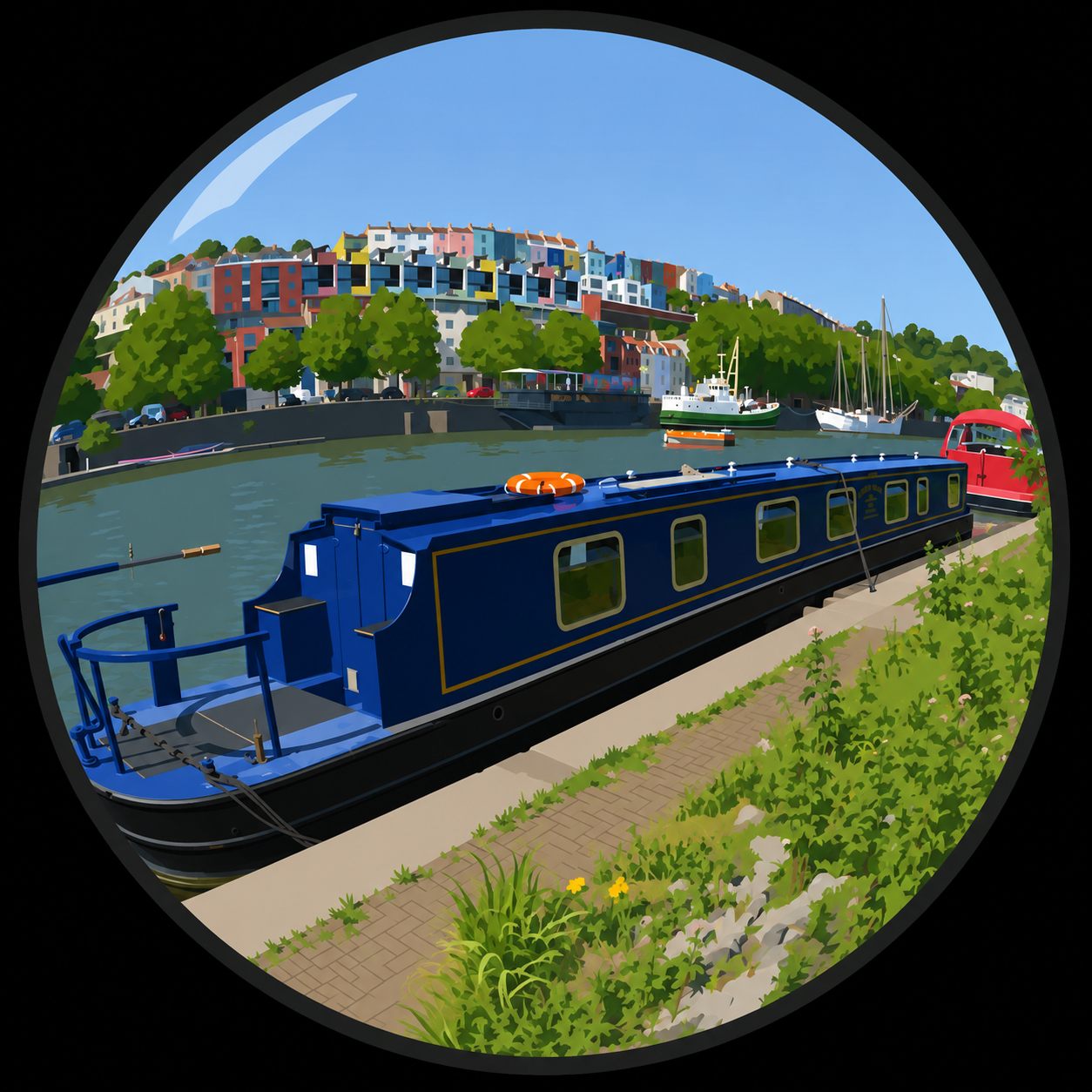 Fisheye View Of A Canal Scene