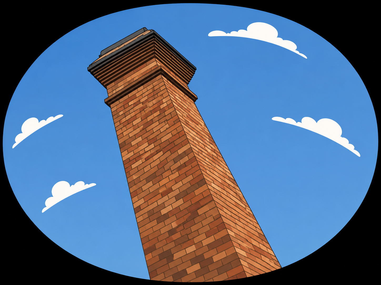 Tall Chimney Under Fisheye Sky